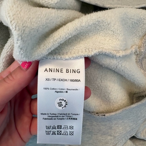 Anine Bing Harvey Hoodie distressed sweatshirt, Heather Grey, XS - Picture 6 of 11